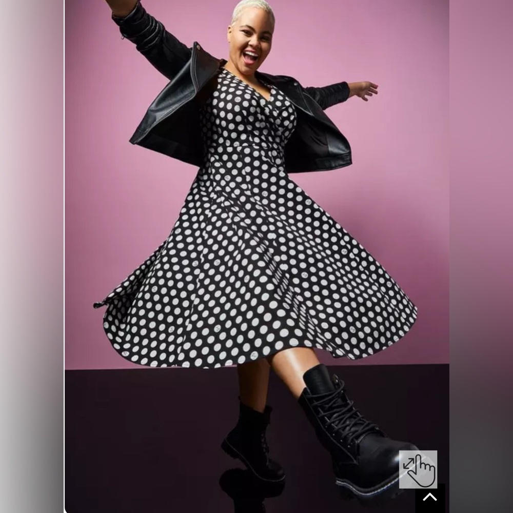 NWT Torrid Betsey Johnson Black & White Polka Dot Poplin Fit & Flare Dress